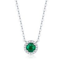 Simple Style Round Sterling Silver Gem Pendant Necklace In Bulk sku image 2