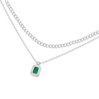 Retro Simple Style Rectangle Sterling Silver Artificial Gemstones Pendant Necklace In Bulk sku image 1