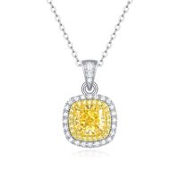 Elegant Square Sterling Silver High Carbon Diamond Pendant Necklace In Bulk main image 4