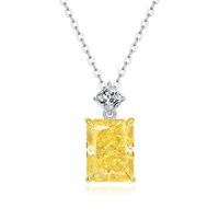 Einfacher Stil Quadrat Sterling Silber Diamant Mit Hohem Kohlenstoffgehalt Halskette Mit Anhänger In Masse main image 4