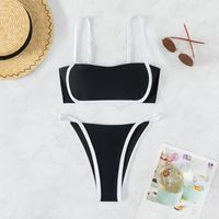 Femmes Couleur Unie Ensemble 2 Pièces Bikinis Maillots De Bain main image 2