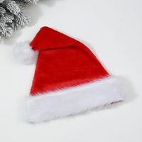 Christmas High-end Plush Christmas Hat Plus-sized Thick Big Ball Christmas Hat Hat For The Elderly Green Pink Red sku image 1