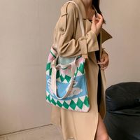 Women's Knit Color Block Classic Style Weave Square Zipper Shoulder Bag main image 4