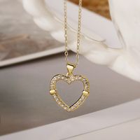 Elegant Streetwear Heart Shape Copper 18k Gold Plated Zircon Pendant Necklace In Bulk main image 4