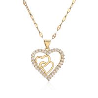 Elegant Streetwear Heart Shape Copper 18k Gold Plated Zircon Pendant Necklace In Bulk main image 2