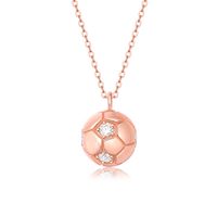 Style Simple Football Argent Sterling Incruster Moissanite Pendentif main image 3