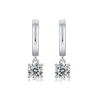 Simple Style Solid Color Sterling Silver Inlay Moissanite Drop Earrings main image 1