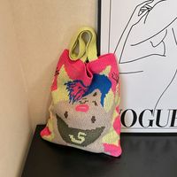 Women's Knit Color Block Classic Style Weave Square Zipper Shoulder Bag sku image 1