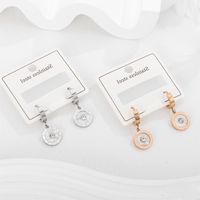 1 Pair Vintage Style Classic Style Roman Numeral Plating Inlay 304 Stainless Steel Rhinestones Shell 18K Gold Plated Drop Earrings main image 5