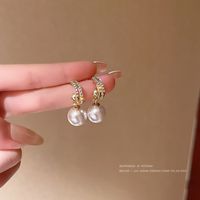 Fashion Flower Alloy Inlay Artificial Gemstones Pearl Women's Ear Studs 1 Pair sku image 11