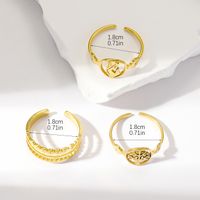 Wholesale Vintage Style Human Leaves Solid Color Stainless Steel Plating Hollow Out Gold Plated Open Rings main image 3