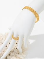 Glam Retro Luxurious Leaf Copper 18k Gold Plated Zircon Rings Bracelets In Bulk main image 3