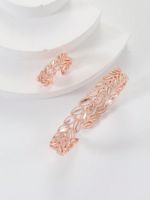 Glam Retro Luxurious Leaf Copper 18k Gold Plated Zircon Rings Bracelets In Bulk main image 7