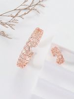 Glam Retro Luxurious Leaf Copper 18k Gold Plated Zircon Rings Bracelets In Bulk main image 6