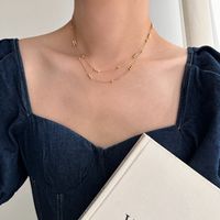 201 Edelstahl Vergoldet Lässig Einfacher Stil Überzug Runden Halskette Mit Anhänger main image 2