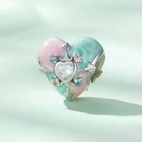 Casual Heart Shape Sterling Silver Inlay Zircon Jewelry Accessories main image 4
