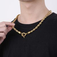 Stainless Steel 18K Gold Plated Retro Streetwear Plating Solid Color Necklace main image 4