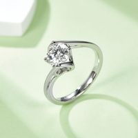 Elegant Romantic Shiny Geometric Sterling Silver Gra Inlay Moissanite White Gold Plated Rings main image 1