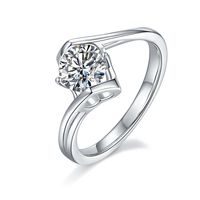 Elegant Romantic Shiny Geometric Sterling Silver Gra Inlay Moissanite White Gold Plated Rings main image 6