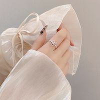 Simple Style Flower Sterling Silver Open Ring 1 Piece sku image 1