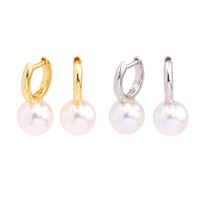 1 Pair Simple Style Round Plating Inlay Sterling Silver Pearl White Gold Plated Gold Plated Earrings main image 1