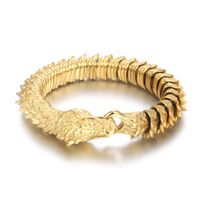 Hip-Hop Rock Solid Color Dragon Stainless Steel 18K Gold Plated Bracelets In Bulk main image 7