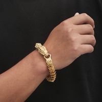 Hip-Hop Rock Solid Color Dragon Stainless Steel 18K Gold Plated Bracelets In Bulk main image 6