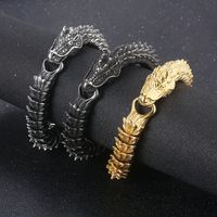Hip-Hop Rock Solid Color Dragon Stainless Steel 18K Gold Plated Bracelets In Bulk main image 8