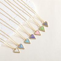 Simple Style Heart Shape Copper 14k Gold Plated Zircon Pendant Necklace In Bulk main image 4