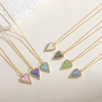 Simple Style Heart Shape Copper 14k Gold Plated Zircon Pendant Necklace In Bulk main image 3