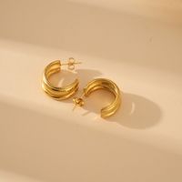 1 Pair Vacation Modern Style Classic Style C Shape Plating 304 Stainless Steel 14K Gold Plated Earrings main image 4