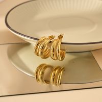 1 Pair Vacation Modern Style Classic Style C Shape Plating 304 Stainless Steel 14K Gold Plated Earrings main image 5