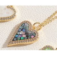 Simple Style Heart Shape Copper 14k Gold Plated Zircon Pendant Necklace In Bulk sku image 2