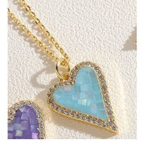 Simple Style Heart Shape Copper 14k Gold Plated Zircon Pendant Necklace In Bulk sku image 4