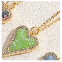 Simple Style Heart Shape Copper 14k Gold Plated Zircon Pendant Necklace In Bulk sku image 6
