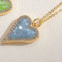 Simple Style Heart Shape Copper 14k Gold Plated Zircon Pendant Necklace In Bulk sku image 7