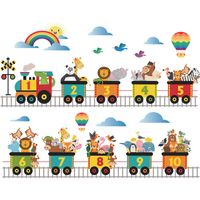 Cute Animal Train Pvc Wall Sticker main image 4