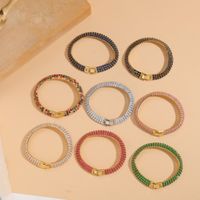 Simple Style Solid Color Copper Plating Inlay Zircon 14k Gold Plated Bracelets main image 3