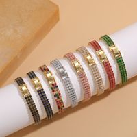 Simple Style Solid Color Copper Plating Inlay Zircon 14k Gold Plated Bracelets main image 1