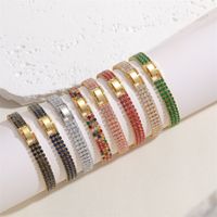 Simple Style Solid Color Copper Plating Inlay Zircon 14k Gold Plated Bracelets main image 4