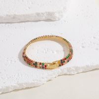 Simple Style Solid Color Copper Plating Inlay Zircon 14k Gold Plated Bracelets sku image 5