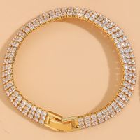 Simple Style Solid Color Copper Plating Inlay Zircon 14k Gold Plated Bracelets sku image 2