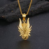 Casual Hip-hop Streetwear Animal Dragon Titanium Steel Plating 18k Gold Plated Men's Charms Necklace main image 7