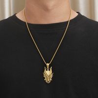 Casual Hip-hop Streetwear Animal Dragon Titanium Steel Plating 18k Gold Plated Men's Charms Necklace main image 8