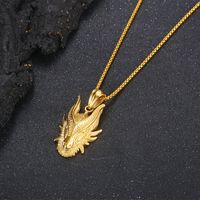 Casual Hip-hop Streetwear Animal Dragon Titanium Steel Plating 18k Gold Plated Men's Charms Necklace main image 4
