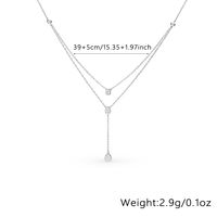 Vintage Style Geometric Circle Sterling Silver Water Drop Inlay Zircon Double Layer Necklaces sku image 3