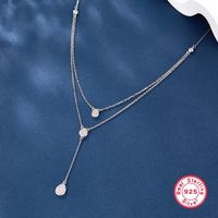 Vintage-stil Geometrisch Kreis Sterling Silber Wassertropfen Inlay Zirkon Doppellagige Halsketten main image 5