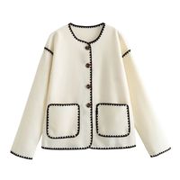 Women's Casual Color Block Pocket Single Breasted Coat Woolen Coat main image 5