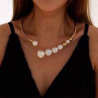 Wholesale Jewelry Simple Style Round Iron Artificial Pearls Polishing Plating Inlay Choker sku image 3