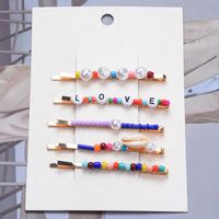 Lady Letter Alloy Plating Inlay Artificial Pearls Hair Clip main image 5